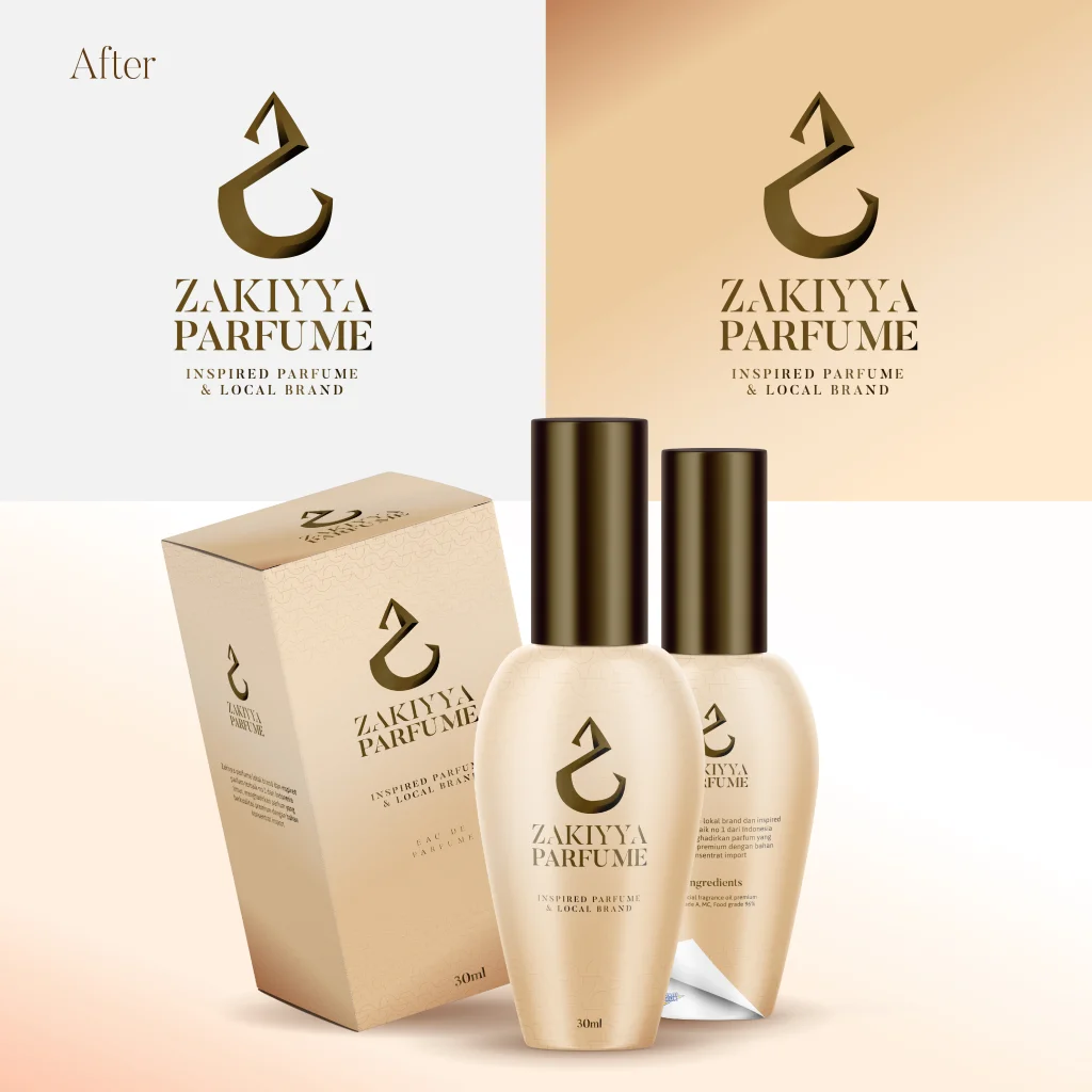 zakiyya parfume brand. desain kemasan parfume. redesain by kemazan.com